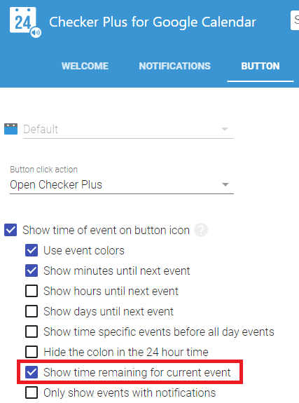 Checker Plus Google Calendar extension settings